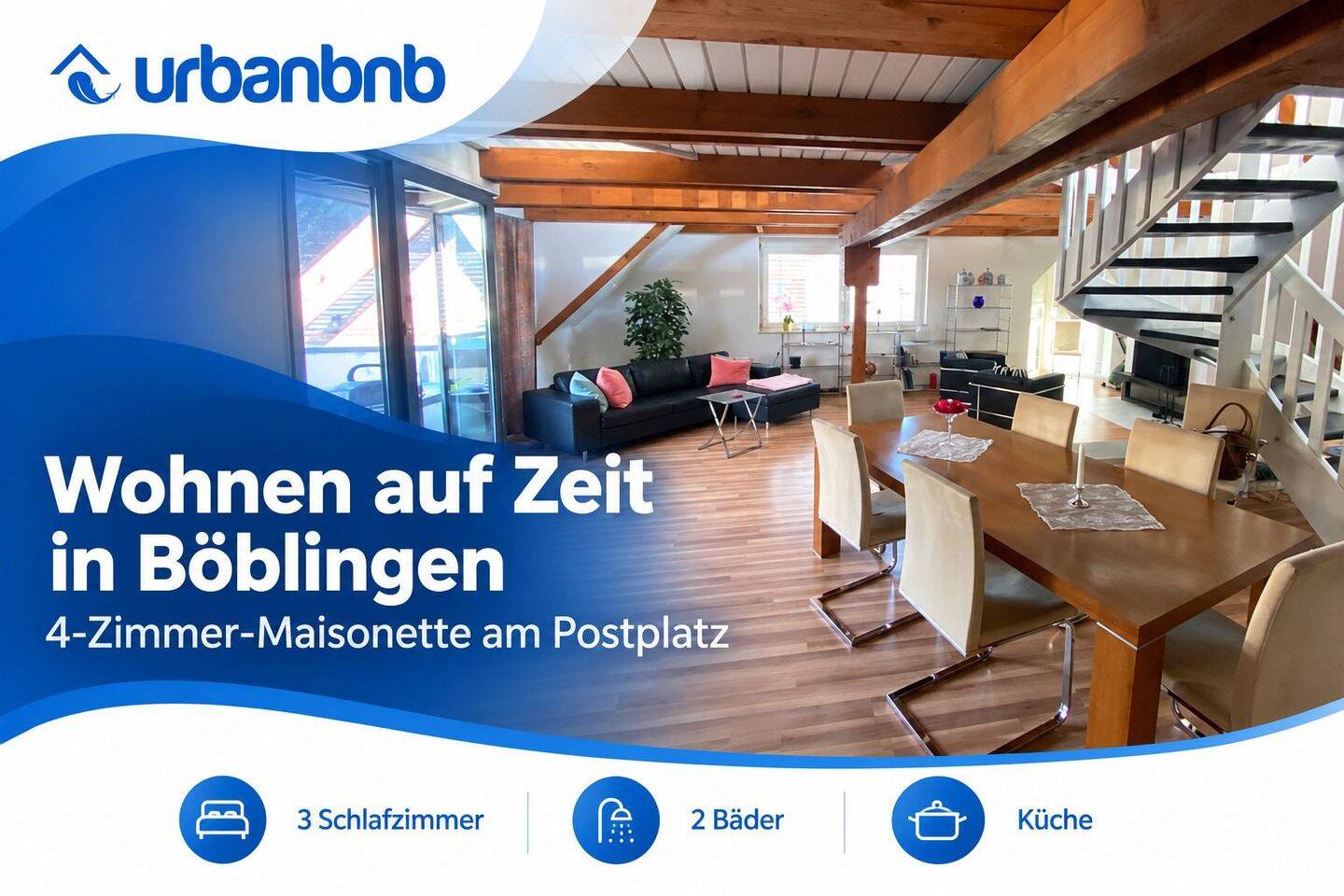 Wohnen auf Zeit Böblingen – 4-Zimmer-Maisonette, 71032 Böblingen