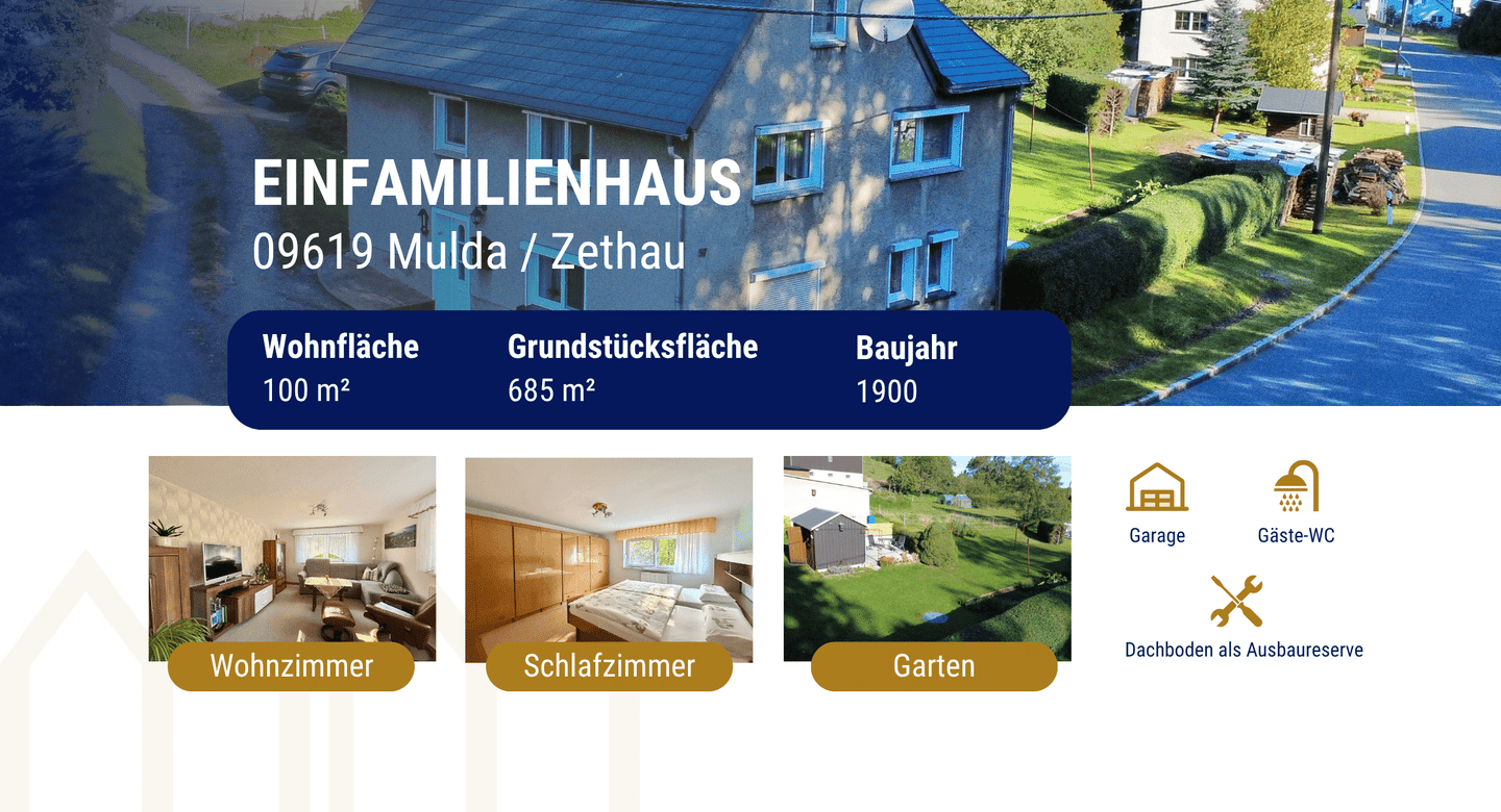 4 Zimmer, 685 m² Grundstück und Ausbaureserve – ein Haus für individuelle Möglichkeiten, 9619 Mulda/Sa.