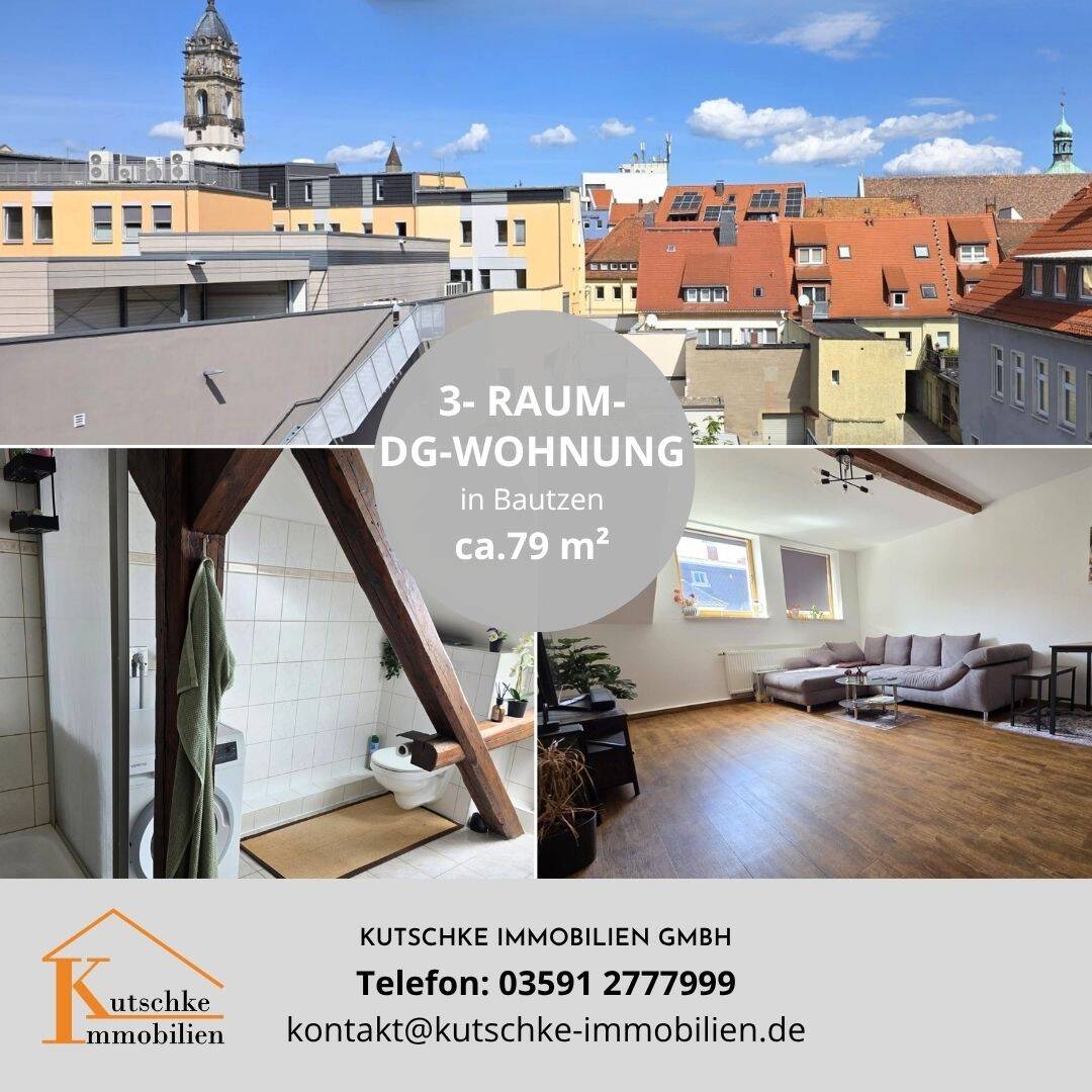 3RW / Bautzen, Tuchmacherstr. 11 / Helle Dachgeschosswohnung mit Blick auf den Reichenturm, 2625 Bautzen