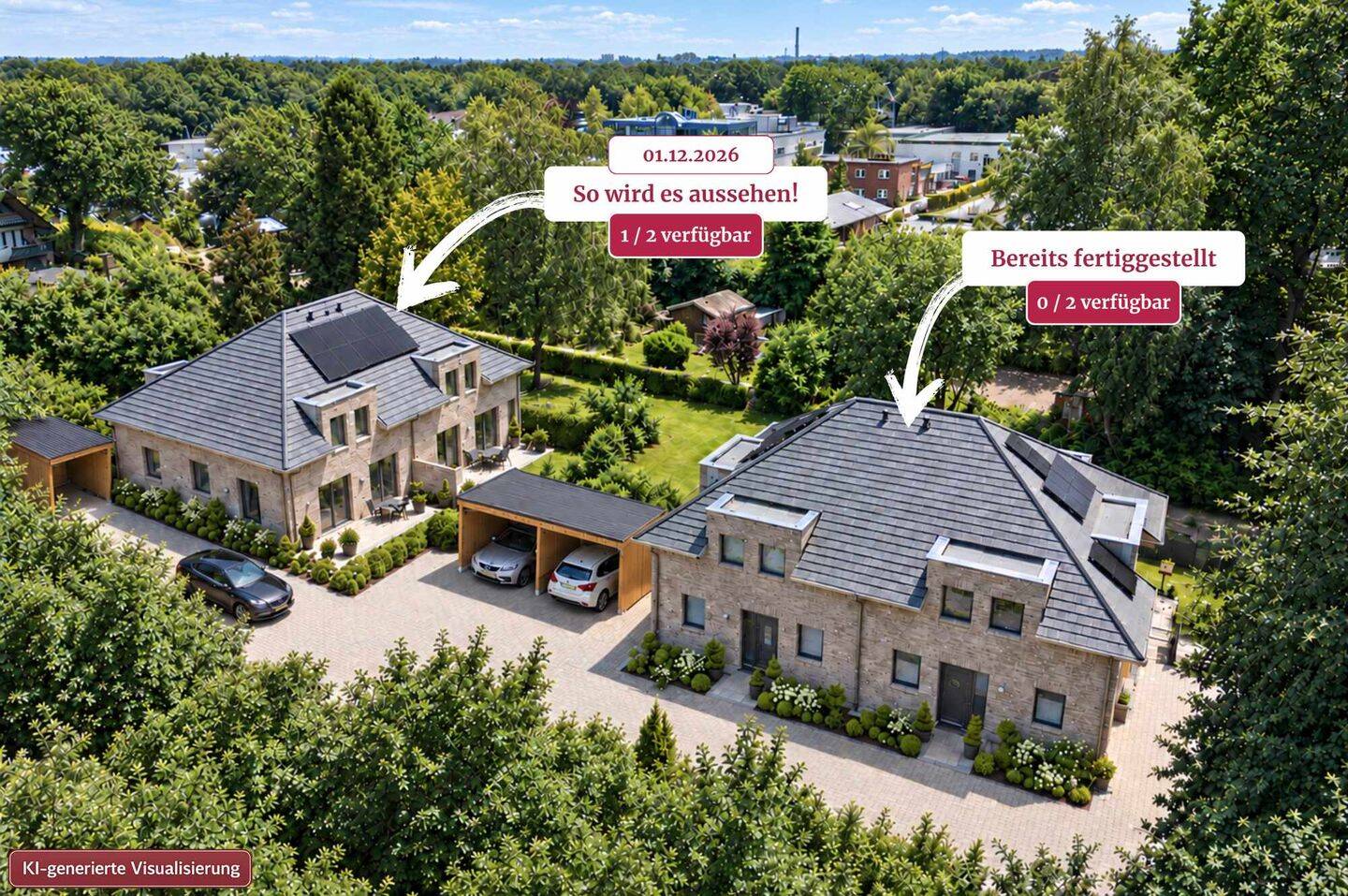 Stilvolle Neubau Doppelhaushälfte in Poppenbüttel mit 5 Zimmern, Garten, Carport, PV (KFW 40), 22399 Hamburg (Wandsbek Hummelsbüttel Lemsahl-Mellingstedt Poppenbüttel)