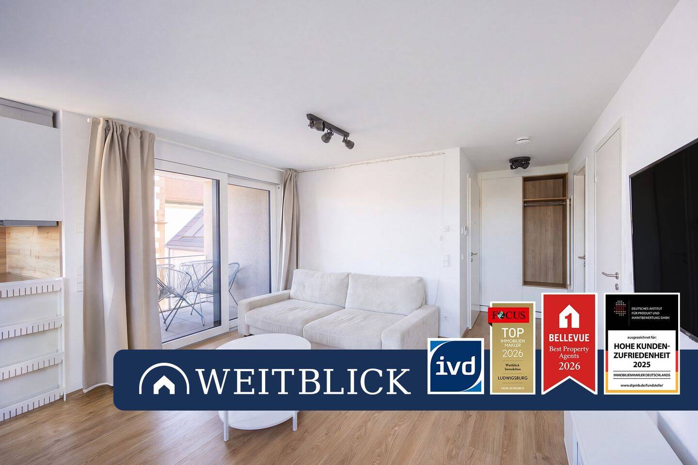WEITBLICK: 2-Zimmer-Maisonette mit Arbeitsgalerie und Loggia, 71640 Ludwigsburg