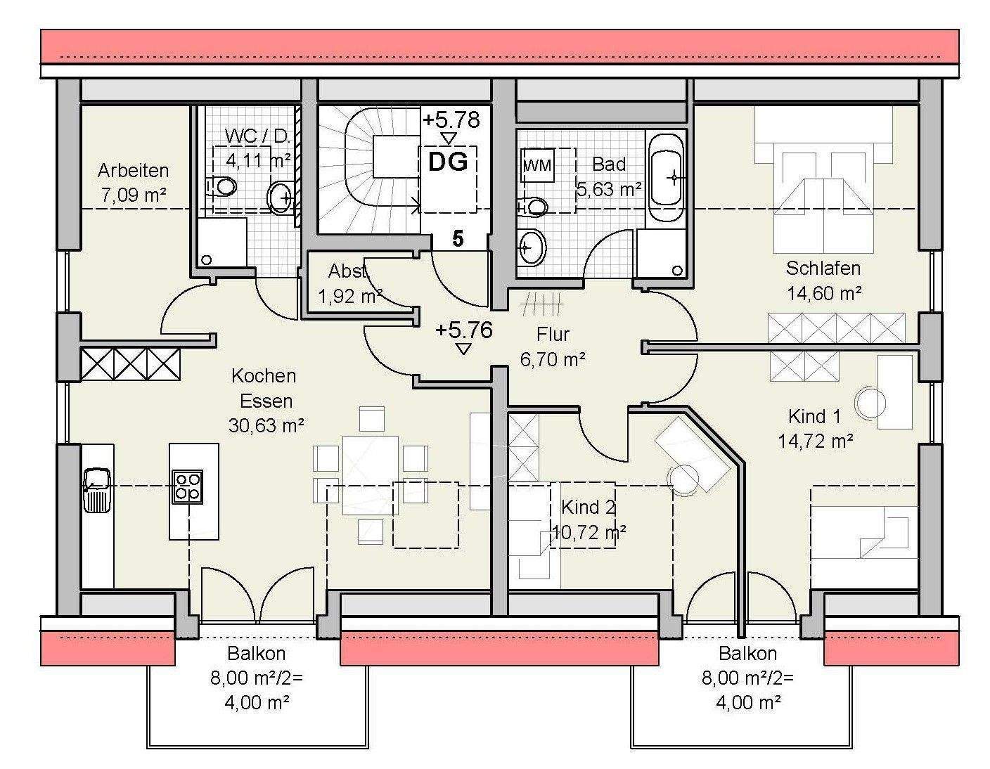 Penthouse 5 ZKB DG 2 Balkone Bad + Gäste WC Neubau in Planung Erlingen, 86405 Meitingen