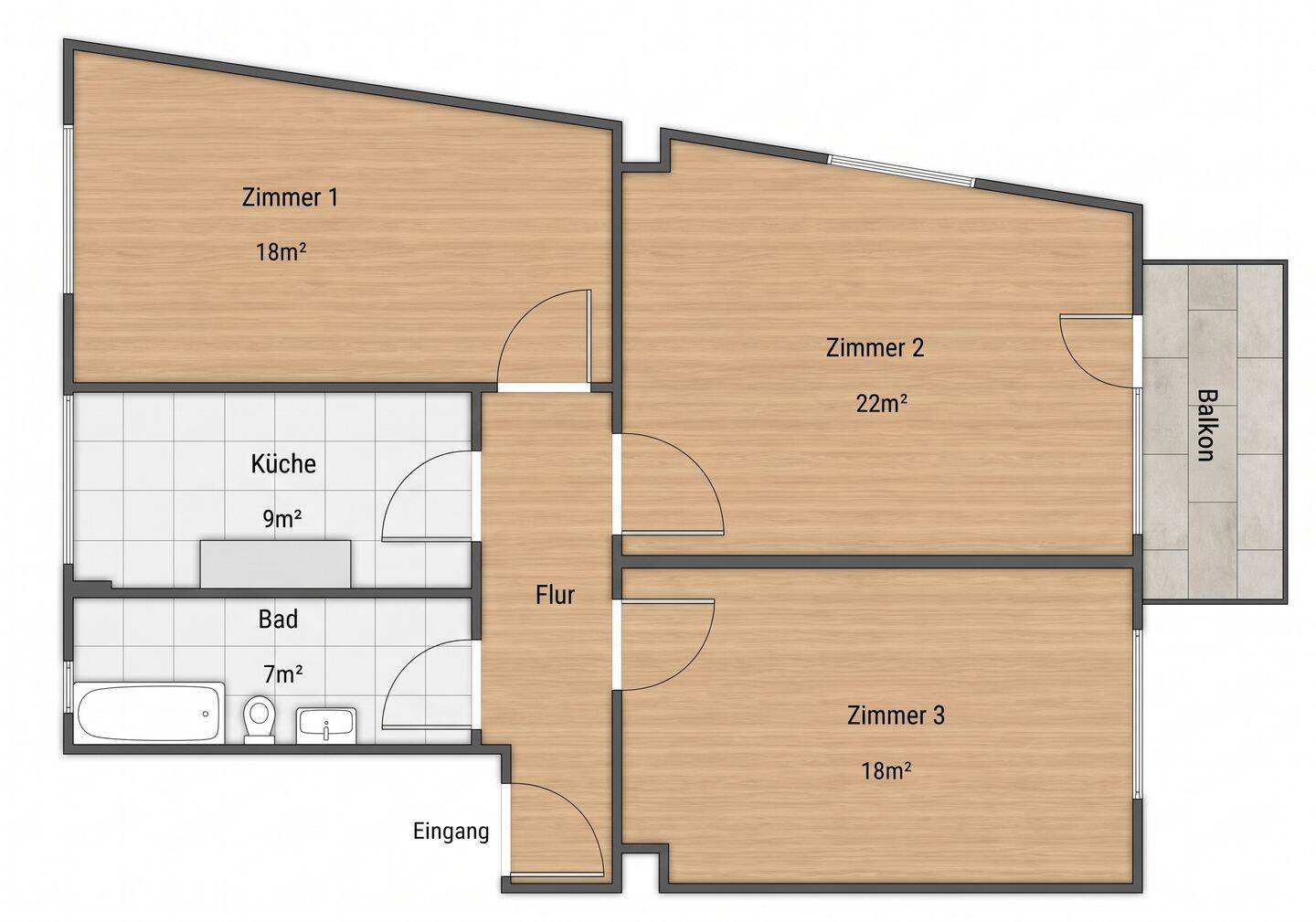 Gut geschnittene 3-ZKB mit neuem Boden und Balkon am Dornbusch!, 60320 Frankfurt am Main