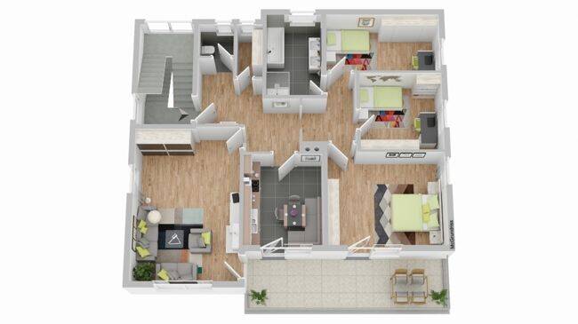 Roßtal-OT: Familienfreundliche, freie 4- Zimmer Erdgeschosswohnung mit  Terrasse und Garage, 90574 Roßtal