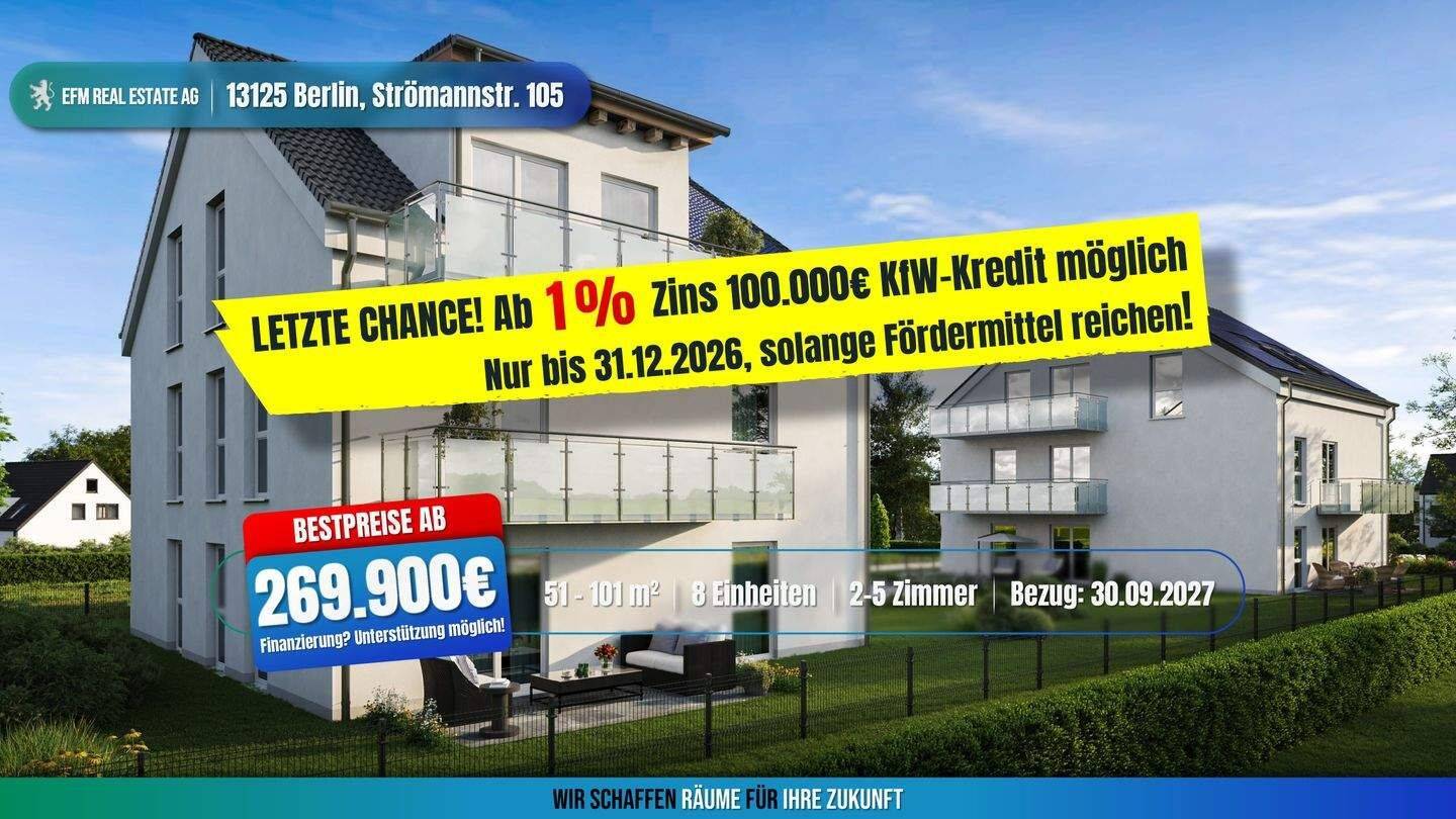 BESTPREIS! 4 ZKB NEUBAU ab 1% ZINS 100.000 € KfW-Kredit mit individueller Ausstattung möglich, 13125 Berlin (Pankow Buch Französisch Buchholz Karow)