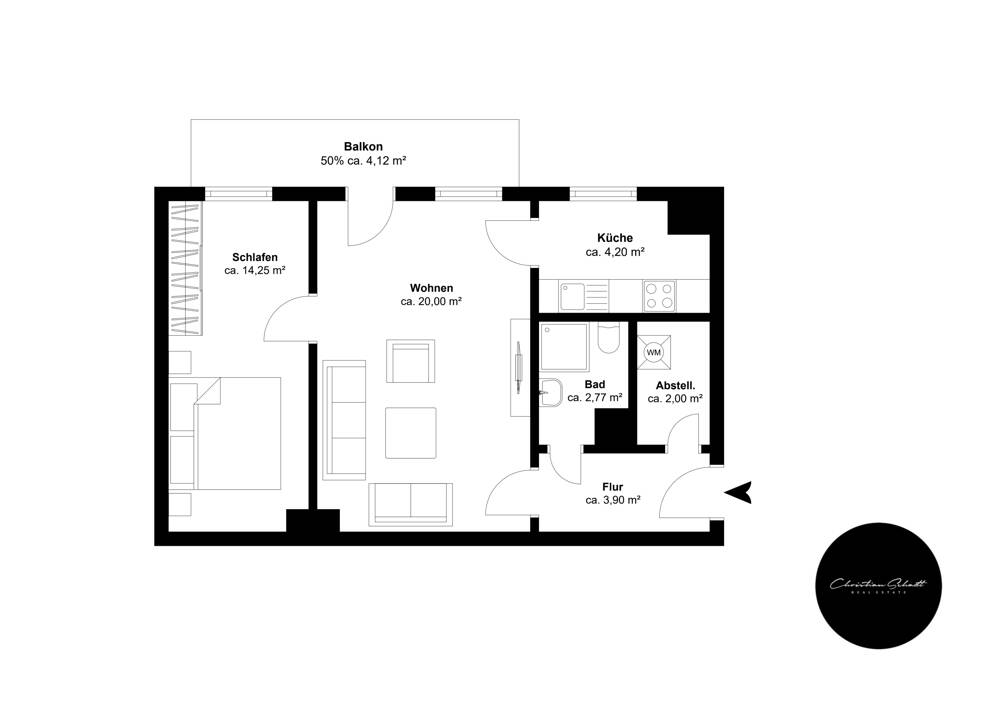 frisch sanierte zentrumsnahe 2-Zimmer-Wohnung mit Balkon in Leipzig / Südvorstadt, 4275 Leipzig (Marienbrunn Südvorstadt)