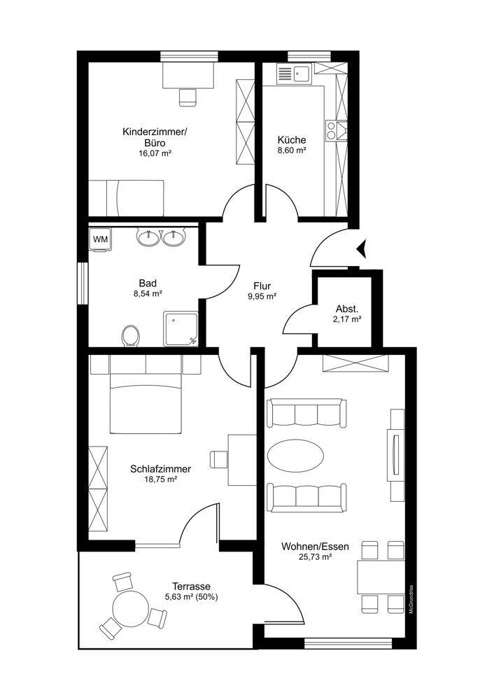 Zentral gelegene 3-Zimmer-Wohnung mit Terrasse, 28832 Achim