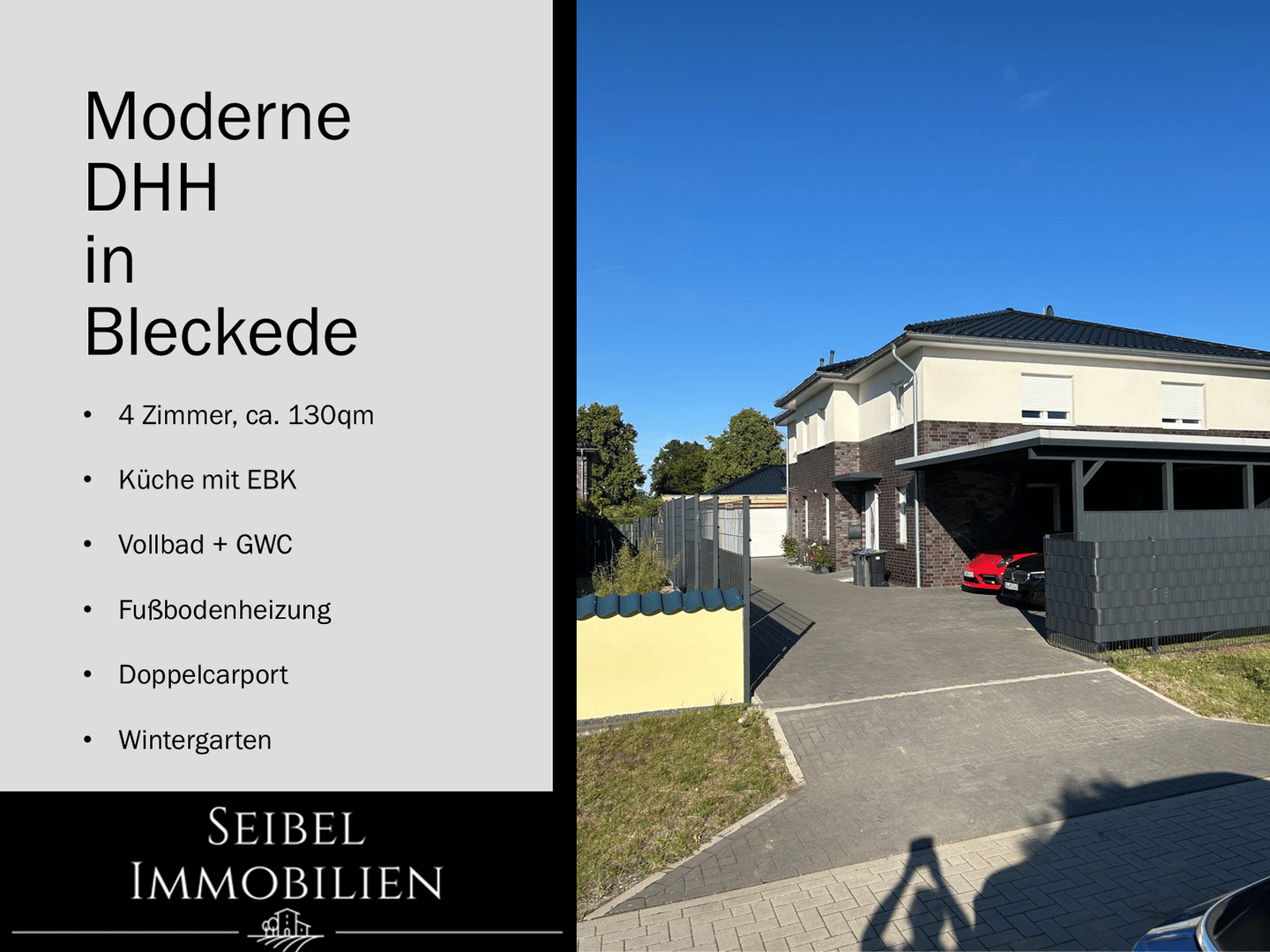 DHH in Bleckede – Zu Vermieten – 4 Zimmer, EBK, Carport, Wintergarten, 21354 Bleckede