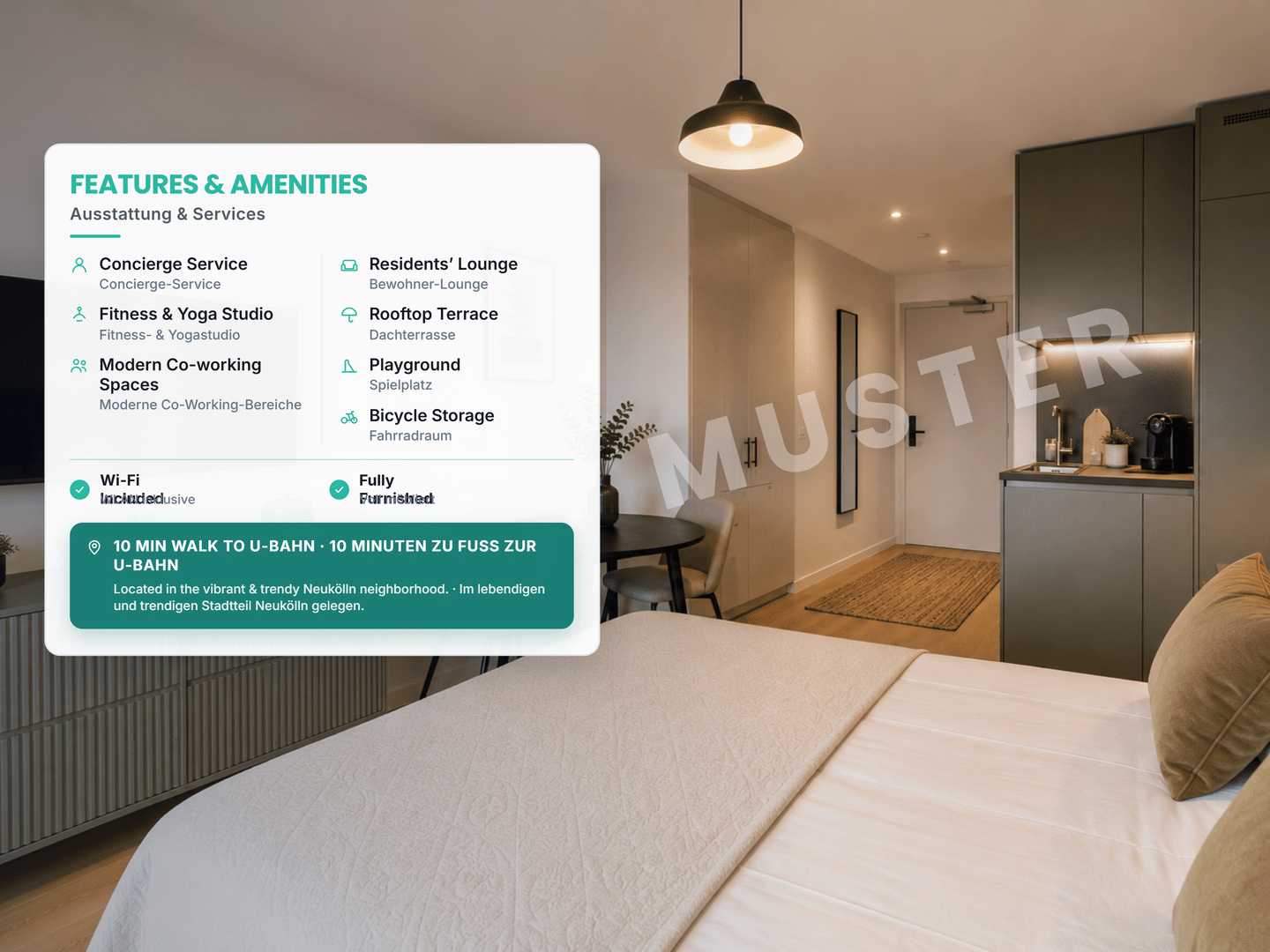 Helles möbliertes Studio mit Balkon, Einbauküche & moderner Ausstattung, 12049 Berlin (Neukölln)