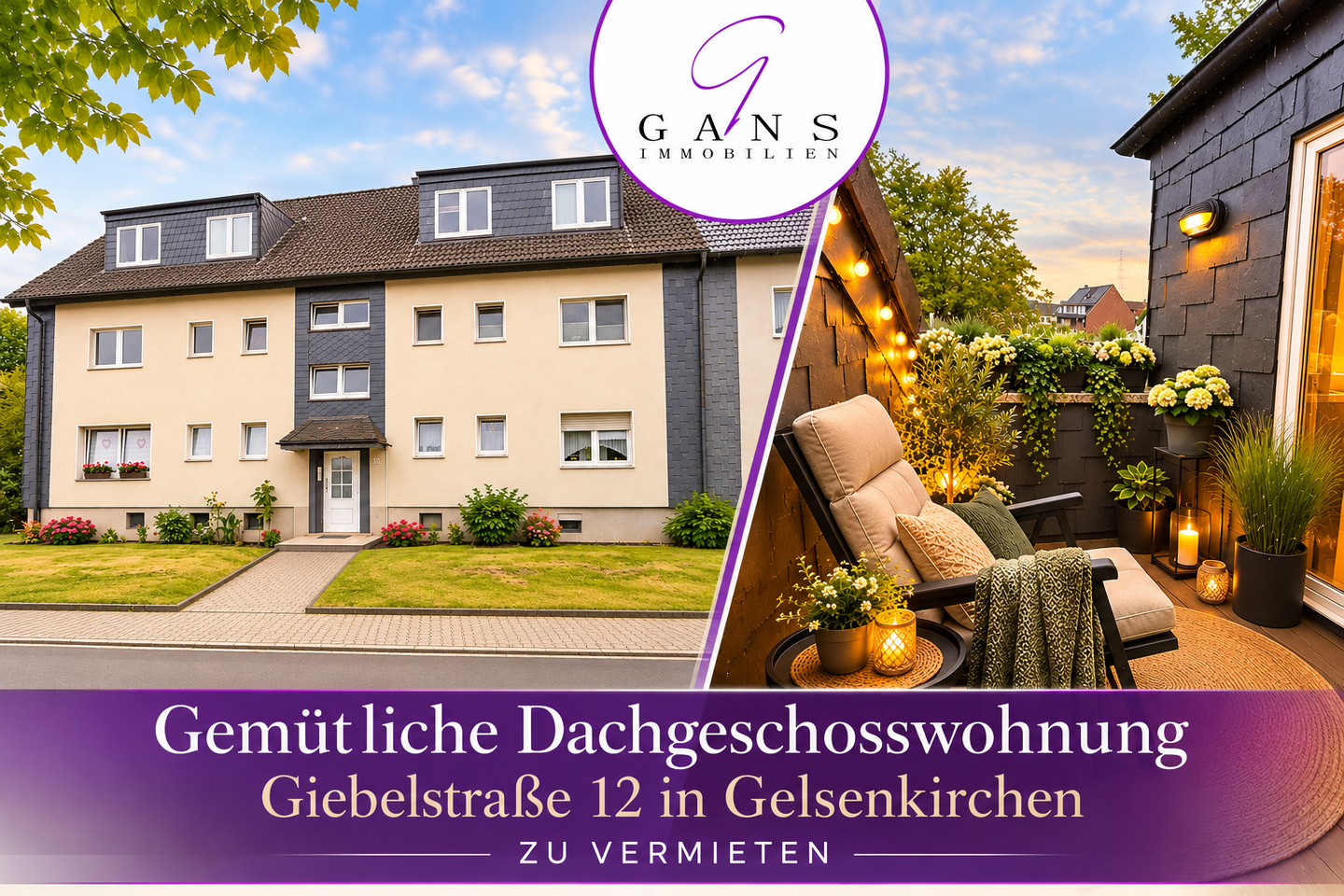 Gemütliche Dachgeschoss-Wohnung mit Balkon in einem ruhigen Haus.., 45897 Gelsenkirchen (Beckhausen Buer Horst)