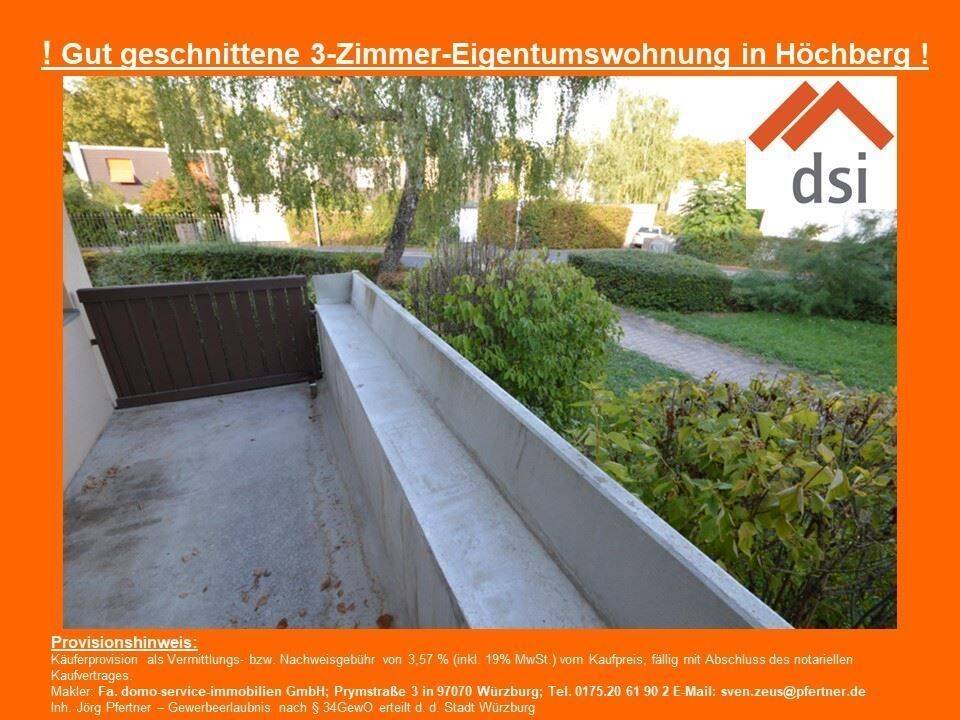 Gut geschnittene 3-Zimmer-Eigentumswohnung mit schönem Balkon in Höchberg, 97204 Höchberg