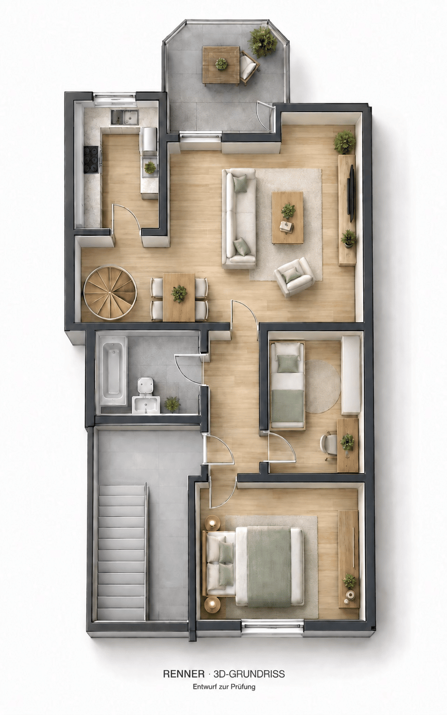 Gepflegte 4-Zimmer-Maisonette- Wohnung im 2.OG – (DG) mit Balkon, neuer EBK und 2 TG-Stellplätzen, 74906 Bad Rappenau