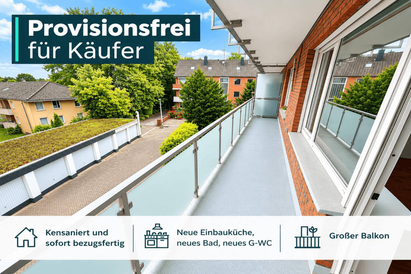 Bezugsfreie 2-Zimmer Wohnung mit Balkon und Einbauküche in Mülheim an der Ruhr, 45473 Mülheim an der Ruhr