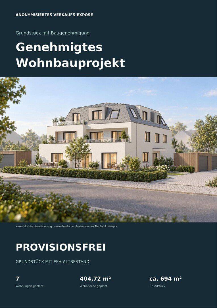 Grosses Grundstück mit erteilter Baugenehmigung für MFH in Dachau, 85221 Dachau