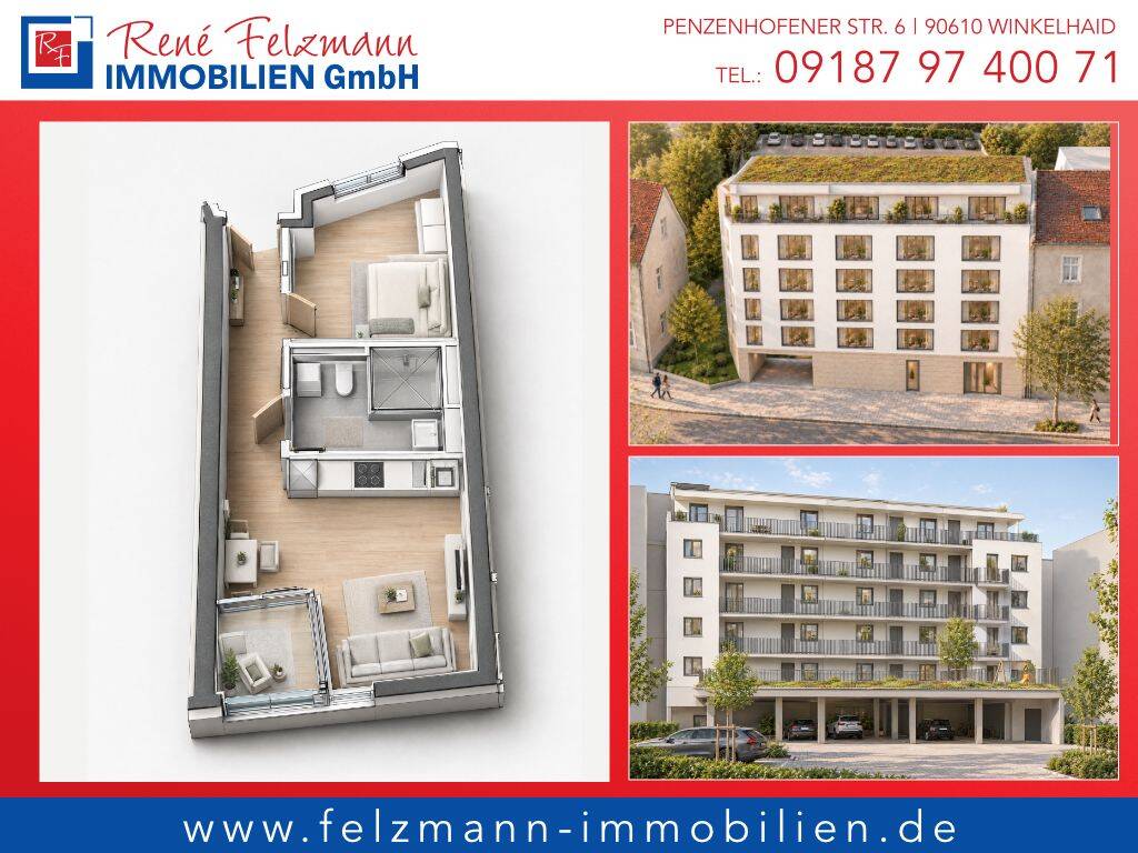 Neubauprojekt 23 Stadtwohnungen in KfW-55-Effizienzhaus-Standard mit Luft-Wasser-Wärmepumpe, 90441 Nürnberg (Gibitzenhof Sandreuth Schweinau Werderau)