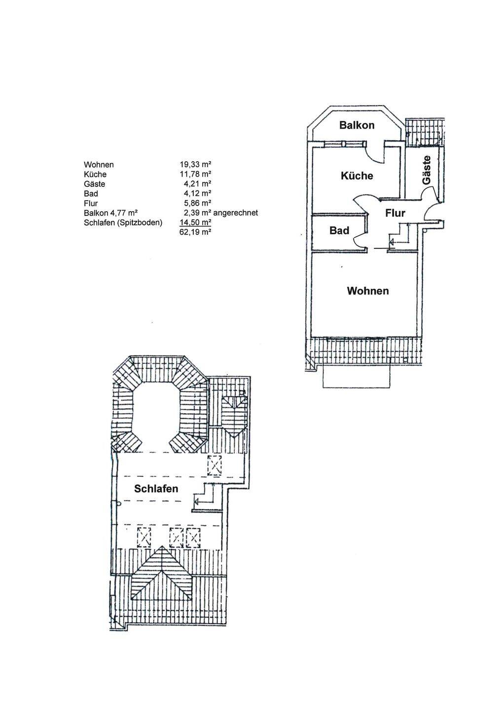 2,5 Raumwohnung (Maisonette) mit Balkon, 99425 Weimar