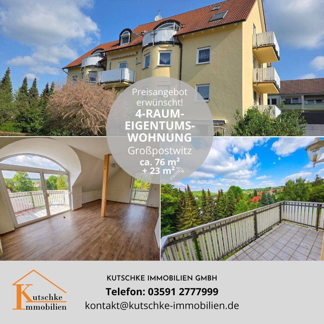 Preis-Angebot erwünscht Traumhaft / ruhige 4-Zi.Wg, 2 Balkone + Garage + 23m², 2692 Großpostwitz/O.L.