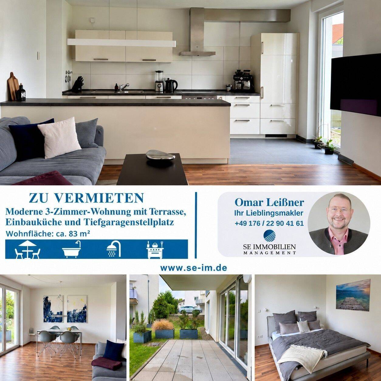 Moderne 3-Zimmer-Wohnung mit Terrasse, Einbauküche und Tiefgaragenstellplatz, 75175 Pforzheim