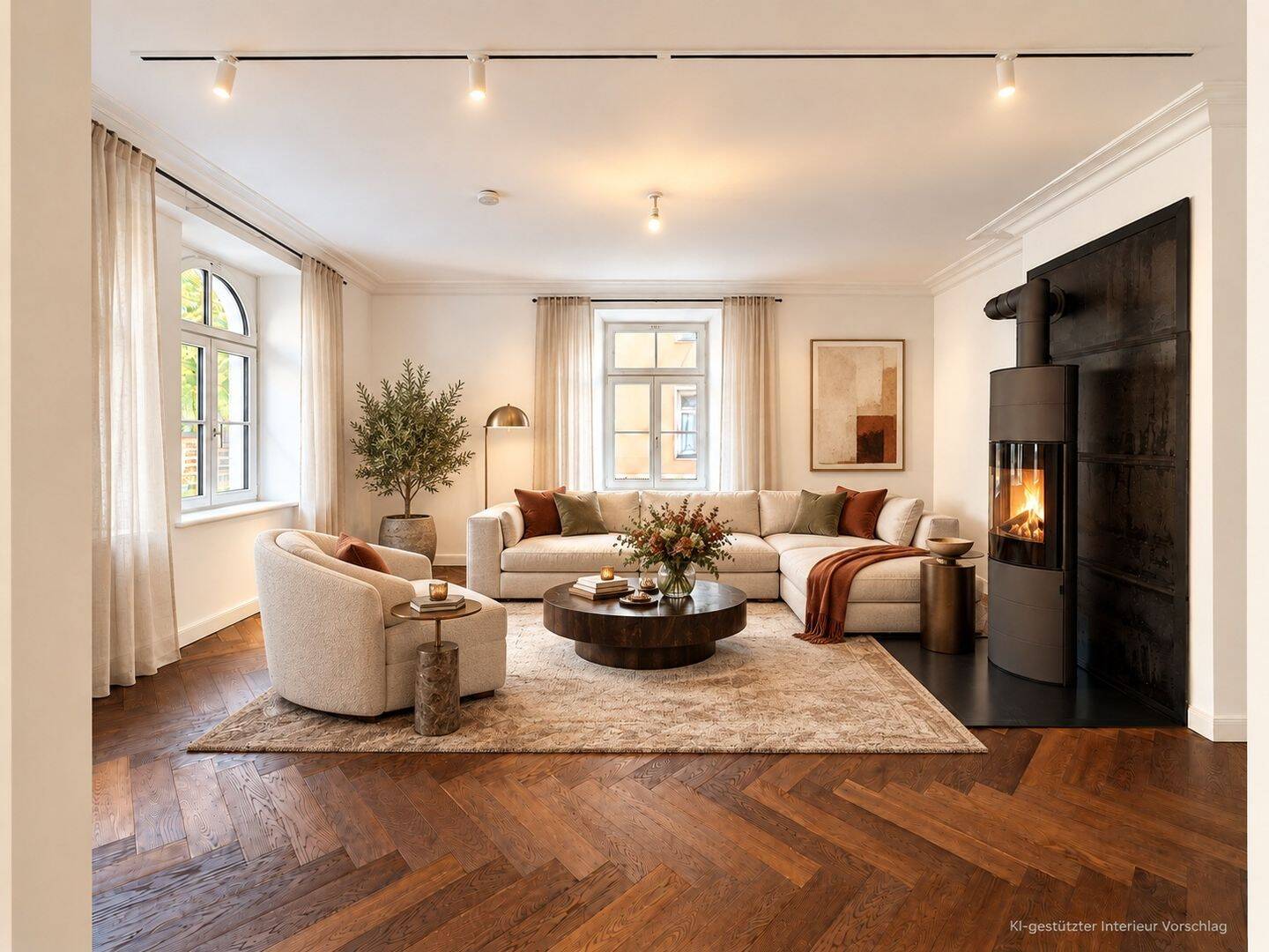Sanierter Altbau zum Erstbezug. Moderne Küche mit Kochinsel und Kamin., 80636 München (Maxvorstadt Neuhausen-Nymphenburg)