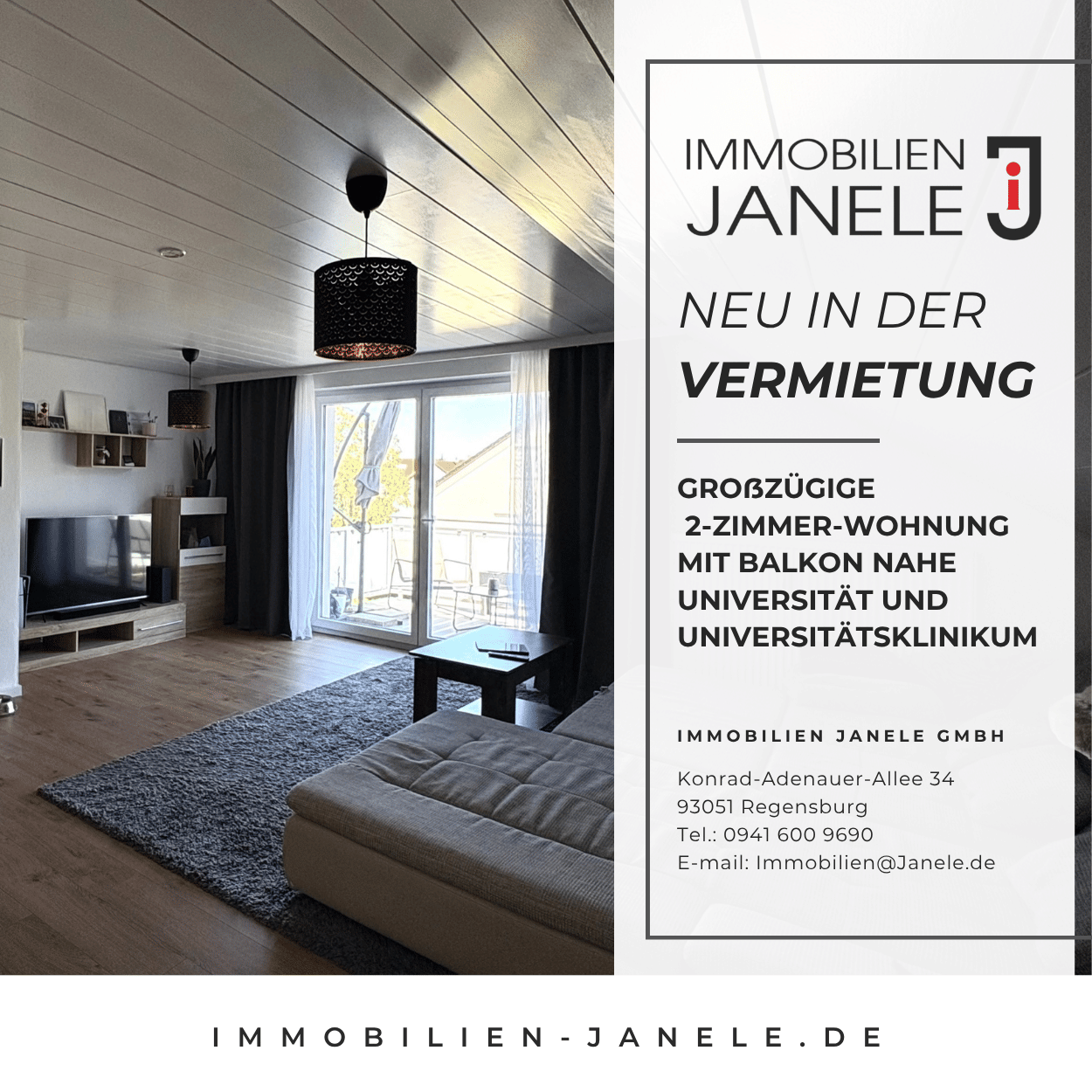 Großzügige 2-Zimmer-Wohnung mit Balkon nahe Universität und Universitätsklinikum, 93051 Regensburg (Galgenberg Großprüfening-Dechbetten-Königswiesen Kumpfmühl-Ziegetsdorf-Neuprüll)