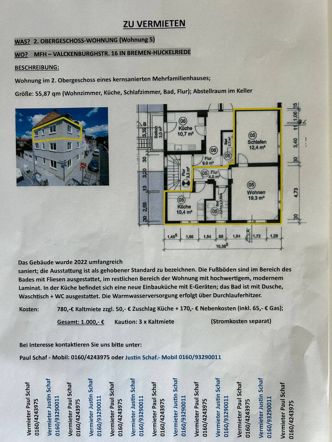 Kernsanierte 2 Zimmer Wohnung in Huckelriede, 28201 Bremen (Buntentor Gartenstadt Süd Huckelriede Neustadt Südervorstadt)