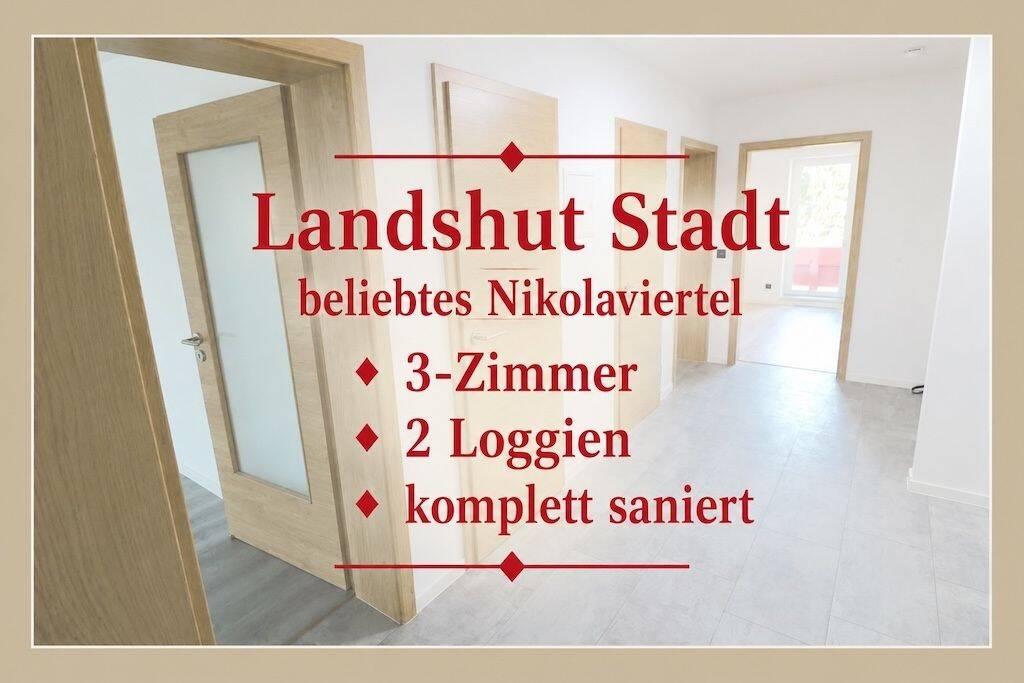 Landshut Stadt – Exklusiv wohnen im beliebten Nikolaviertel – hochwertig renovierte 3-Zimmer-Wohnung, 84034 Landshut (Münchnerau Nikola West)
