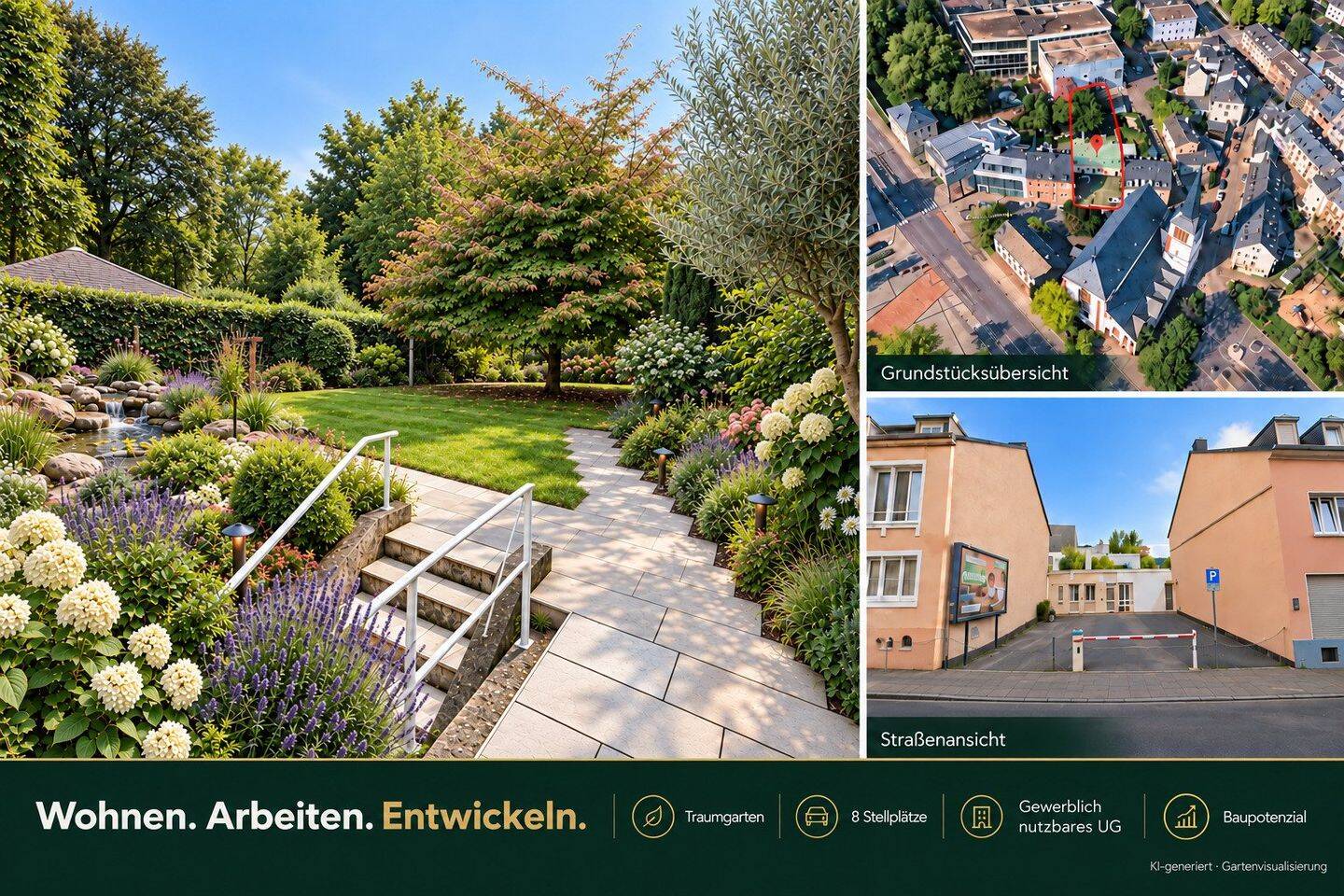Nur 200 m zur Fußgängerzone – Wohnen & Arbeiten mit Traumgarten, Baulücke & 8 Parkplätzen, 54290 Trier (Innenstadt Trier-Süd)
