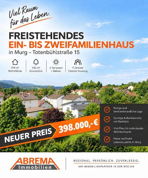 VIEL RAUM FÜR DAS LEBEN.  FLEXIBLES WOHNEN MIT WEITBLICK.  PROVISIONSFREI für Käufer!, 79730 Murg