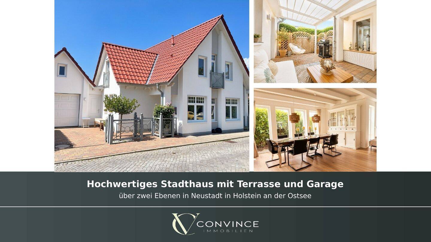 Hochwertiges Stadthaus über zwei Ebenen mit überdachter Terrasse, 23730 Neustadt in Holstein