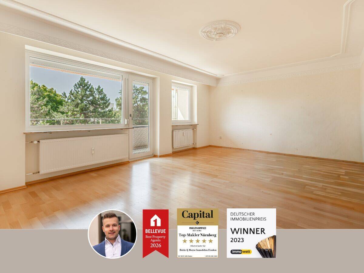 Charmante 3-Zimmer-Wohnung mit sonnigem Südbalkon und TG-Stellplatz, 90480 Nürnberg (Gleißhammer Mögeldorf Tiergarten Weichselgarten Zerzabelshof)