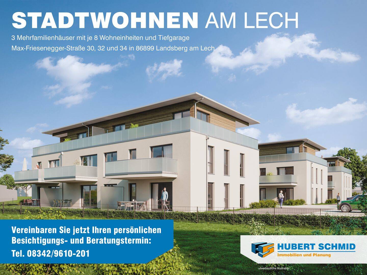 Stadtwohnen am Lech (313), Neubau von 3 Mehrfamilienhäusern mit TG in Landsberg a. Lech, 86899 Landsberg am Lech
