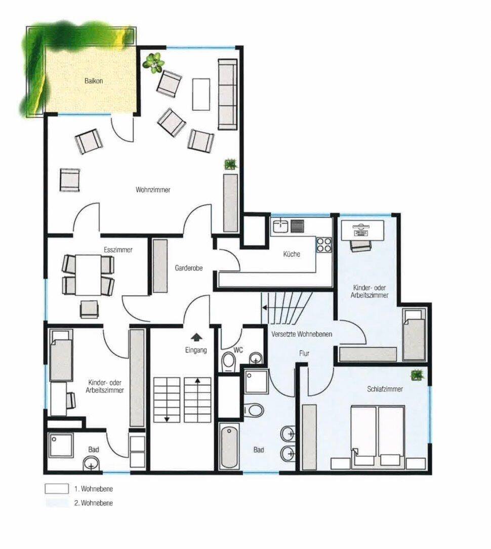 Großzügige 5,5-Zimmer-Wohnung mit Südbalkon, zwei renovierten Bädern und Garage in Esslingen-Hegensberg, 73732 Esslingen am Neckar