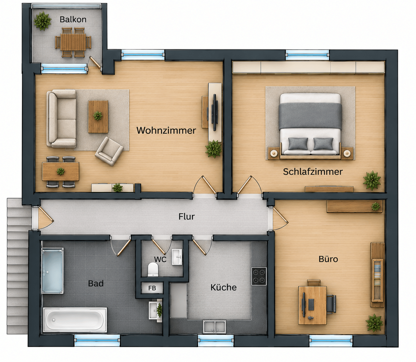 Gepflegte 3-Zimmer-Wohnung mit Balkon., 67067 Ludwigshafen am Rhein (Gartenstadt Maudach Rheingönheim)