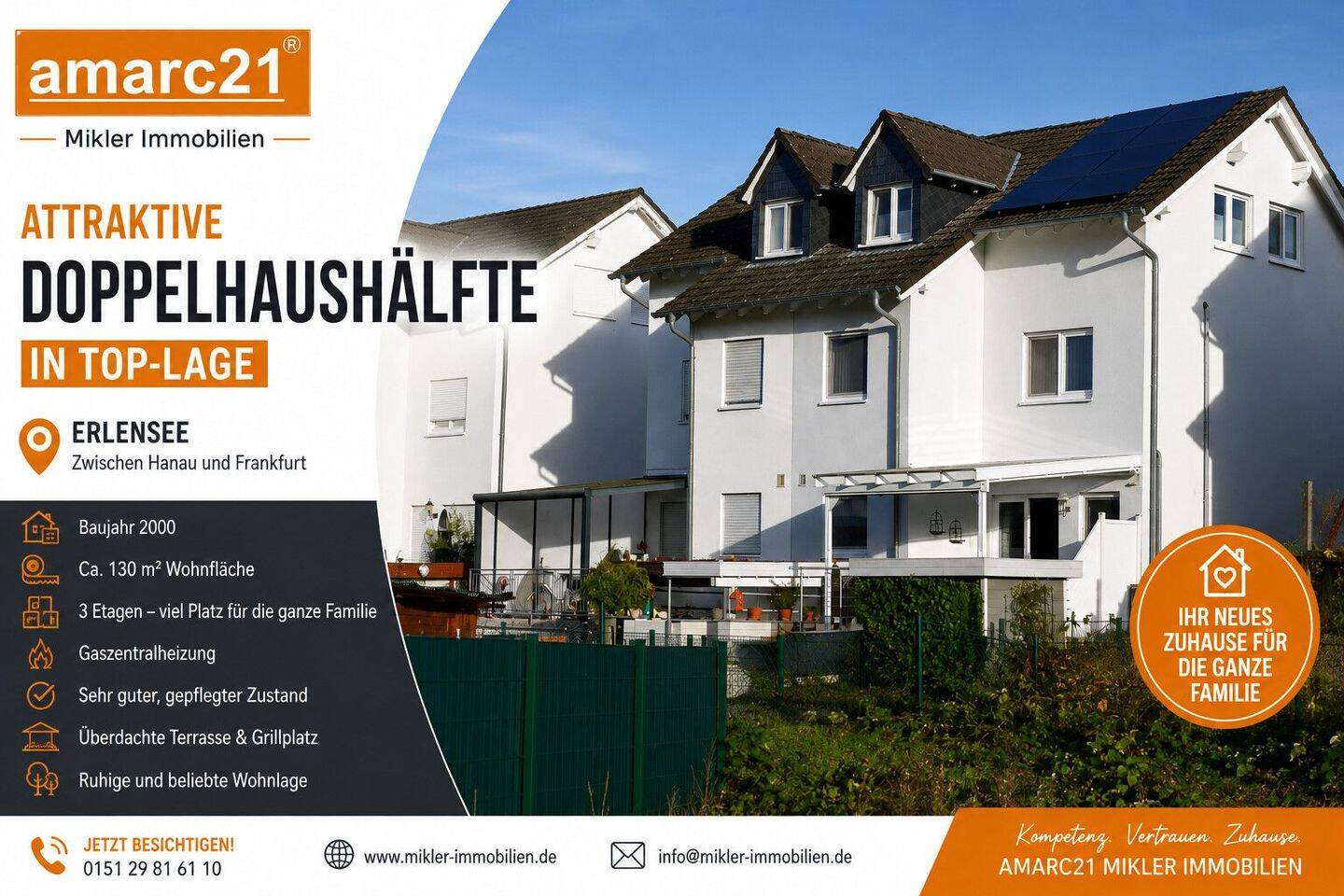 Doppelhaushälfte in Erlensee! Ideal für Familien mit Kindern, Sehr gepflegt! Grillterrasse, 63526 Erlensee