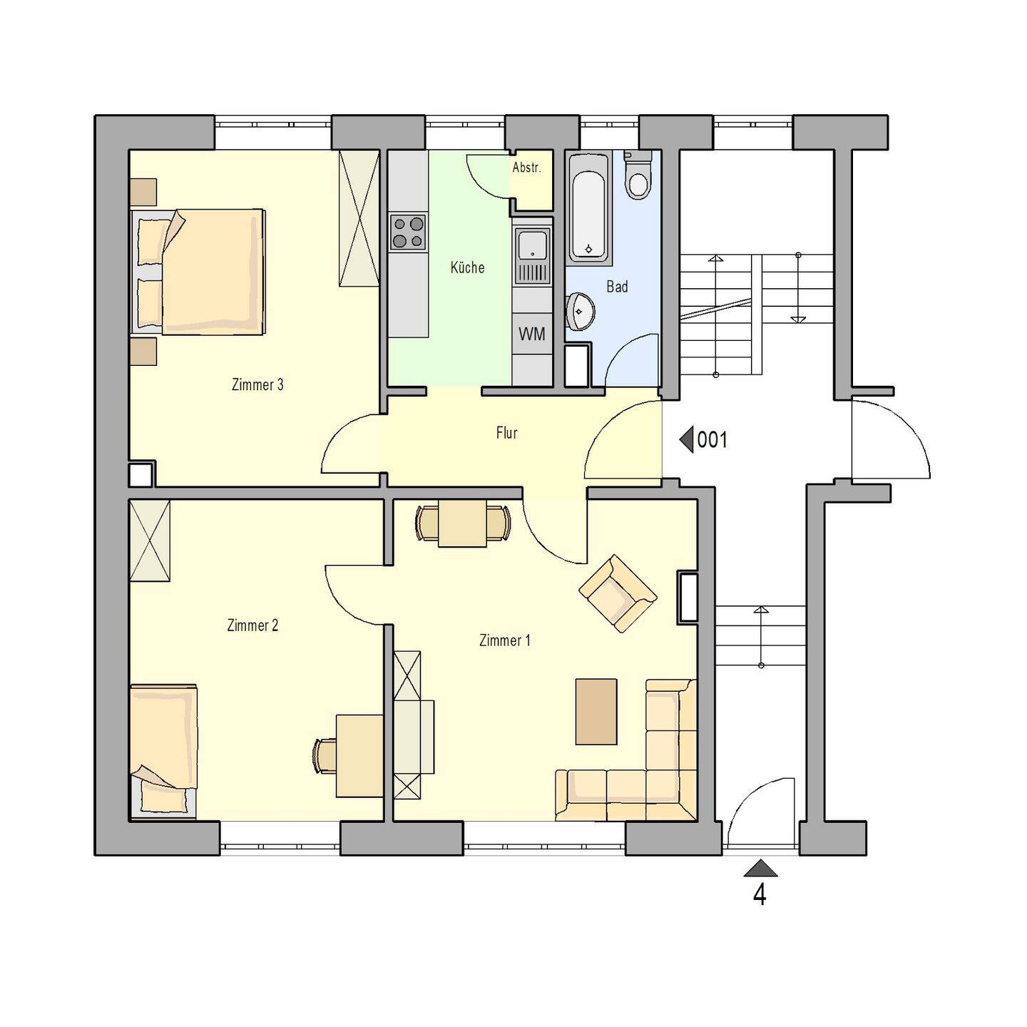 geräumige 3 Zimmer Wohnung im Stadtteil Kleinweidenmühle Nürnberg, 90429 Nürnberg