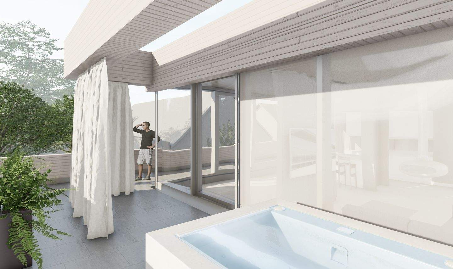 Penthouse.KÖNIGS.SkyView – Alleinlage auf dem Dach mit 360°-Terrasse, Whirlpool, Sauna & Focus-Designkamin über München – 81475 München – Vorschaubild 4