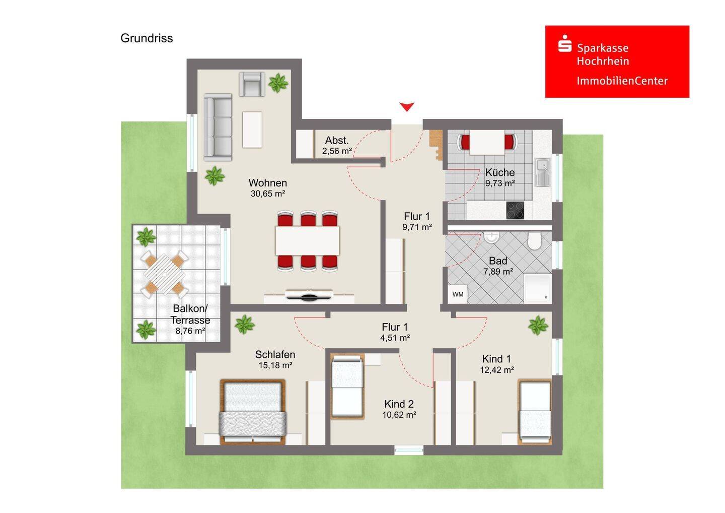 KFW 40-Neubau: Schlüsselfertige Erdgeschosswohnung mit eigenem Gartenanteil – ideal mit Kindern!, 79774 Albbruck