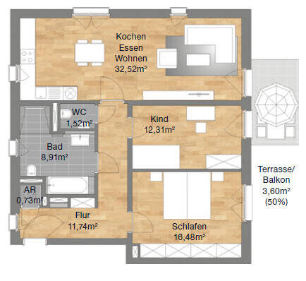 3-Zimmer, Balkon, Parkett, geringe Nebenkosten und ganz viel mehr – Nürnberg – Vorschaubild 3