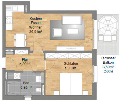 Helle und moderne Wohnung mit Balkon – barrierefrei – Nürnberg – Vorschaubild 3