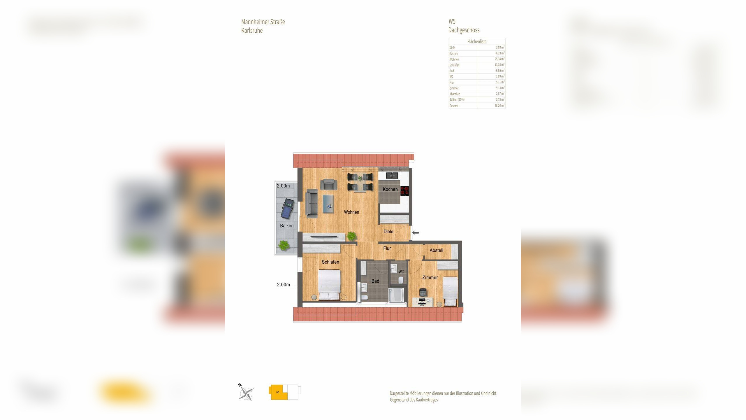 Erstbezug: Lichtdurchflutete 3-Zimmer-DG-Wohnung – 76131 Karlsruhe – Vorschaubild 3