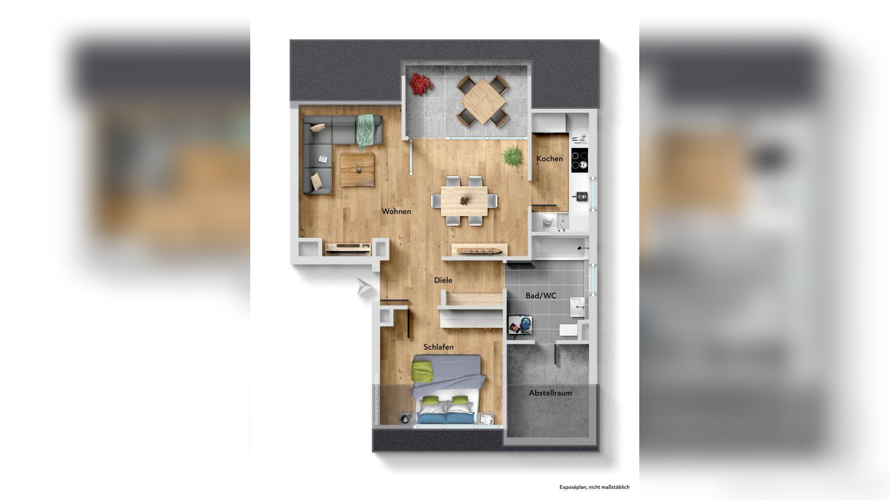 Attrakitves Angebot! Interessante 2,5 Zimmer-Wohnung mit Dachterrasse!