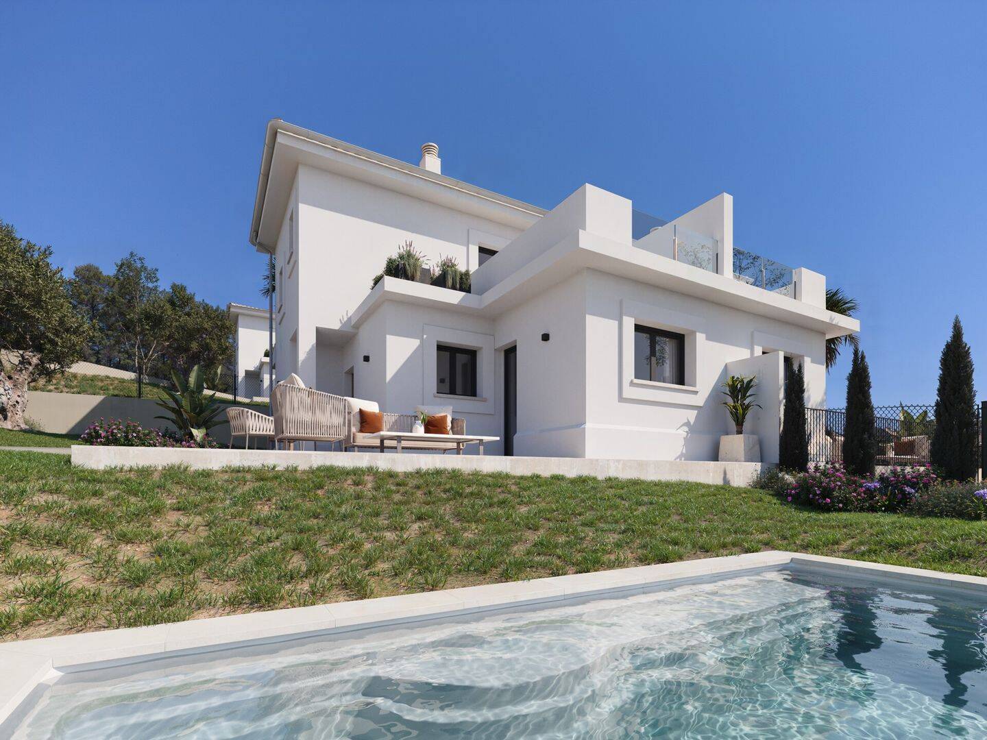 Villa oder Doppelhaushälfte | Cala Romántica | Ostküste Mallorca | repräsentative Anlage, 54516 Flußbach