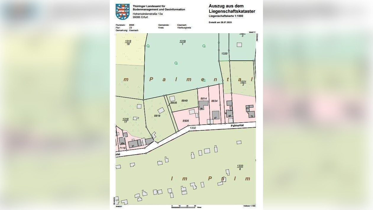 Südhang & Weitblick: Baugrundstück mit Vorbescheid im Eisenacher Palmental, 99817 Eisenach