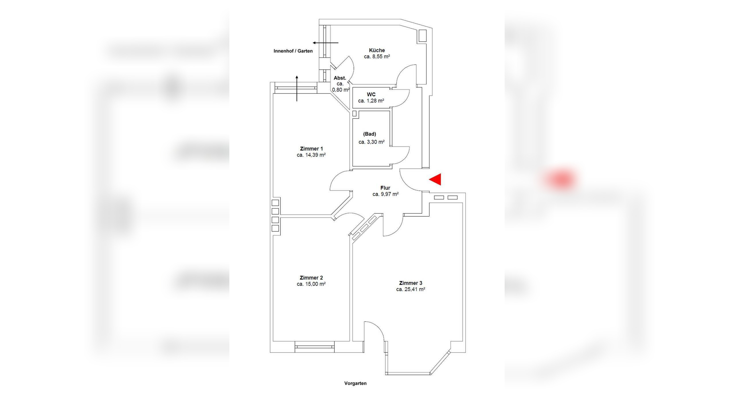 Generalsviertel | Rohdiamant im Altbau | Erdgeschoss | 3 Zimmer-ETW | kleiner Gartenbereich – 20253 Hamburg – Vorschaubild 4