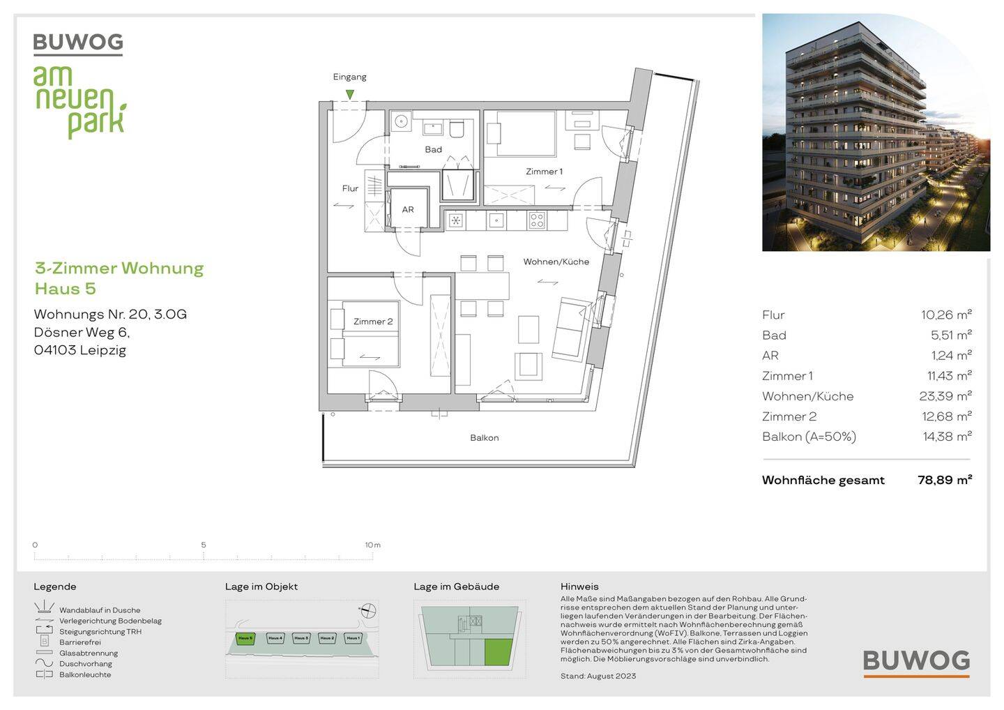 Wohnpreisschmelze: 443.650 EUR statt 467.000 EUR / Gemütliche 3-Zimmer-Wohnung mit ca. 79 m² – Leipzig – Vorschaubild 3