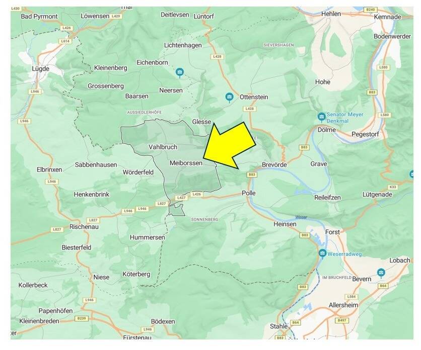 nach Abriss unbebautes Grundstück in ruhiger Lage in dörflicher Umgebung im Weserbergland, 37647 Vahlbruch