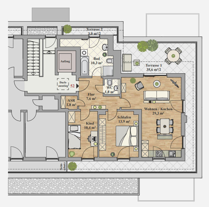 ++ Exklusive Dachgeschosswohnung mit großer Terrasse – Erstbezug in Dresden-Leubnitz Neuostra ++