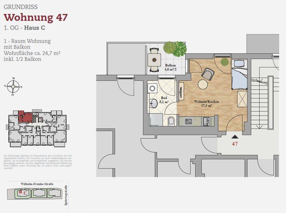 *Erstbezug in modernem Neubau – moderne 1 Raumwohnung mit Einbauküche in beliebter Lage*, 1219 Dresden