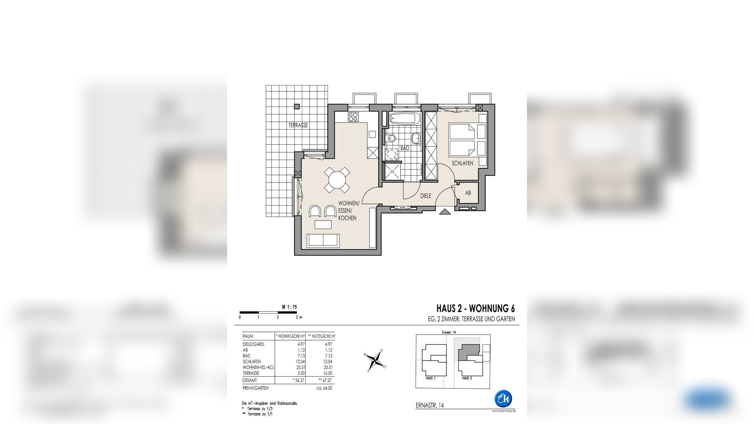Attraktive großzügige 2-Zi.-Whg., Privatgarten 65m², Tageslicht-Bad, Lift – 81827 München – Vorschaubild 3