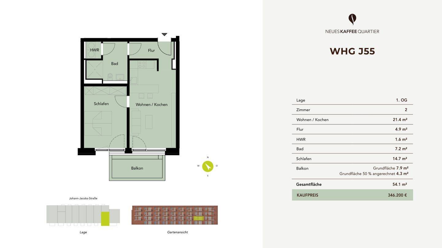 NEUES KAFFEEQUARTIER – 2 Zimmer-Wohnung mit Balkon